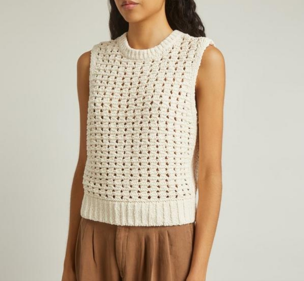 a.ren Knit Crochet Mesh Vest Sleeveless Sweater Cotton Size Smakk